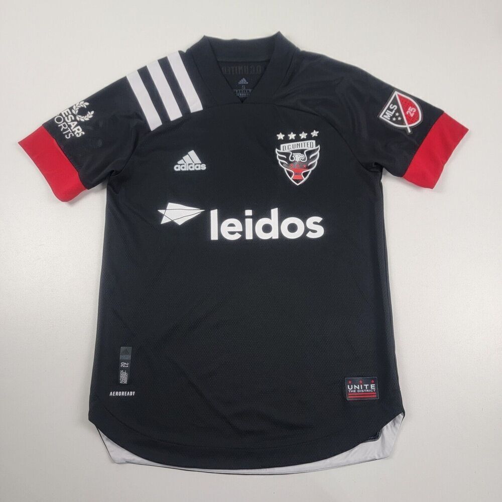 D.C. United MLS Adidas Aeroready Authentic Black Soccer Jersey‎ Men's size Small